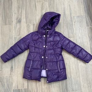 Girls size 6x dark purple winter puffer coat Michael Kors